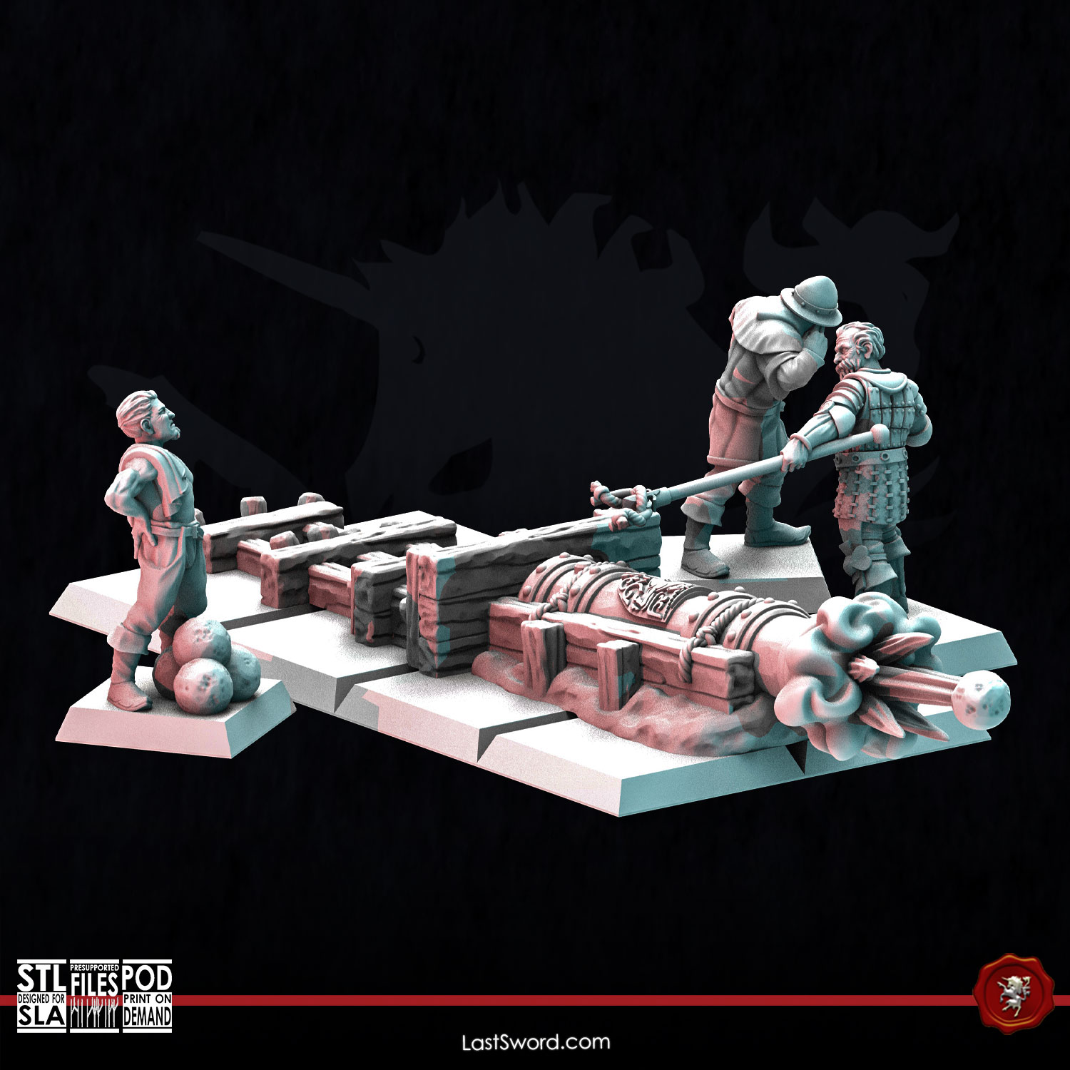 Bombard Firing Physical Models Last Sword Miniatures